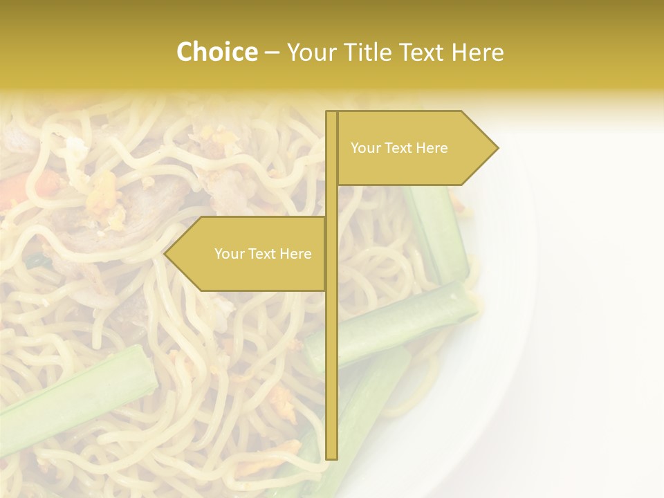 A Plate Of Food With Noodles And Vegetables PowerPoint Template