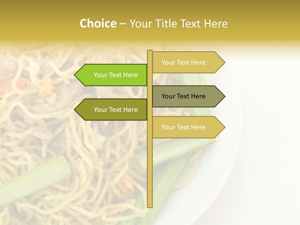 A Plate Of Food With Noodles And Vegetables PowerPoint Template