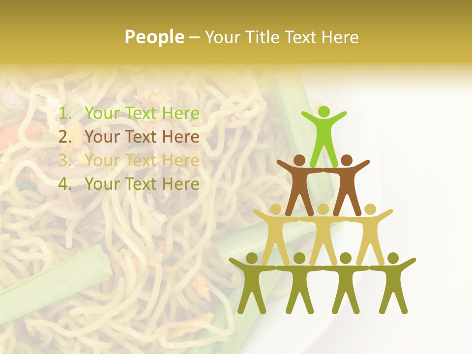 A Plate Of Food With Noodles And Vegetables PowerPoint Template