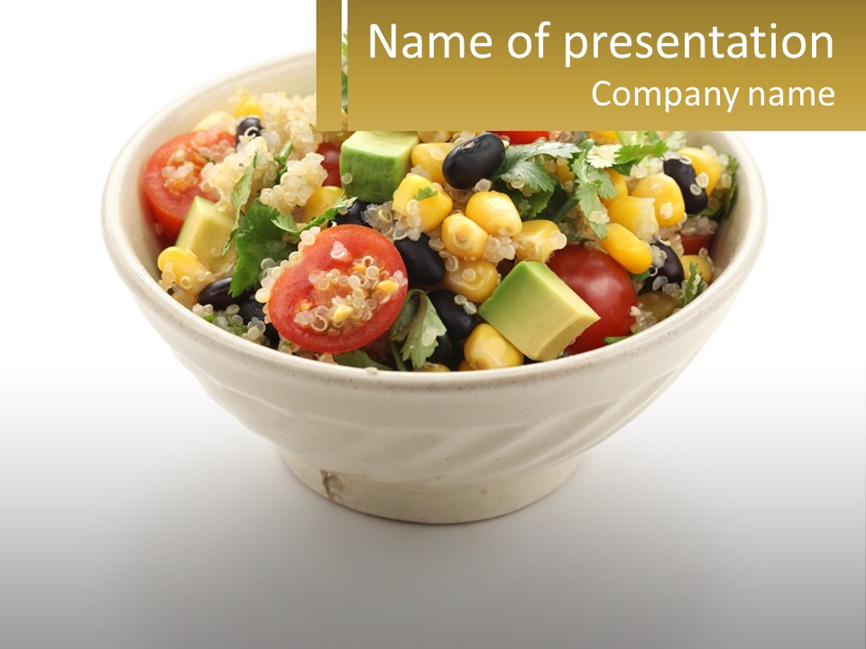 A Bowl Of Salad With A Name Tag On It PowerPoint Template