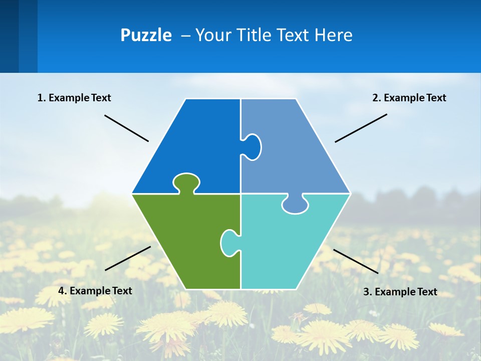 A Field Full Of Yellow Dandelions Under A Blue Sky PowerPoint Template