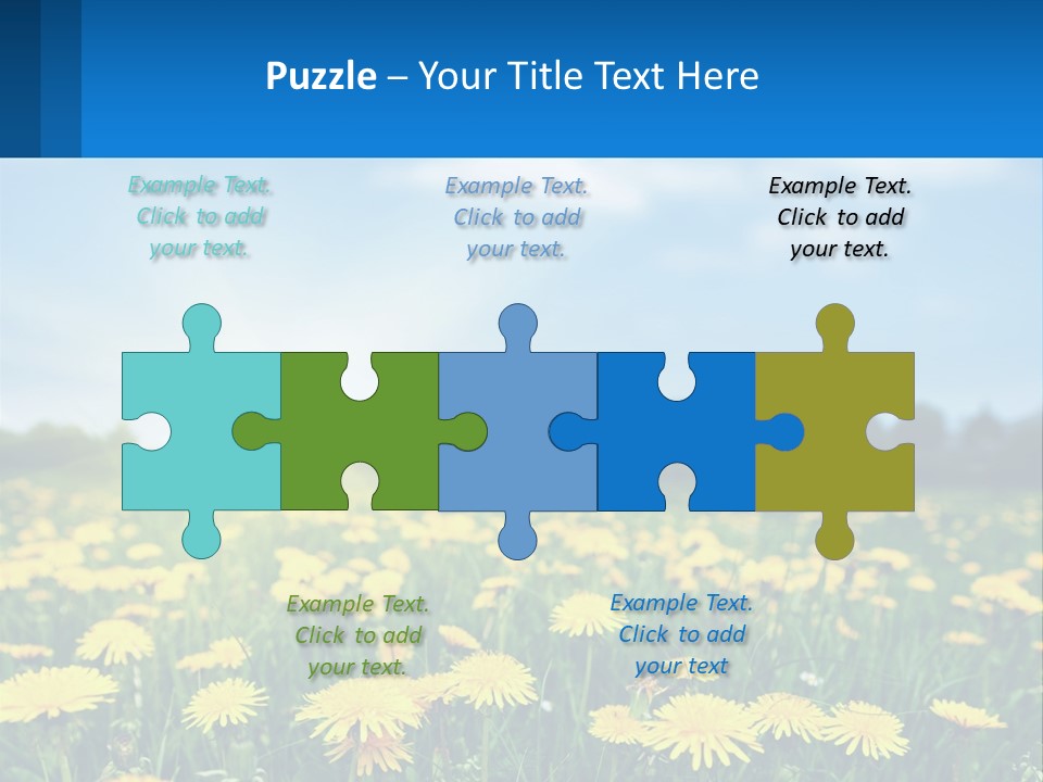 A Field Full Of Yellow Dandelions Under A Blue Sky PowerPoint Template