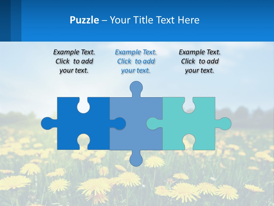 A Field Full Of Yellow Dandelions Under A Blue Sky PowerPoint Template