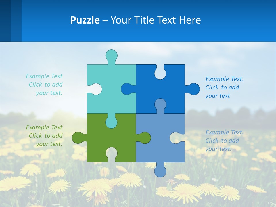 A Field Full Of Yellow Dandelions Under A Blue Sky PowerPoint Template