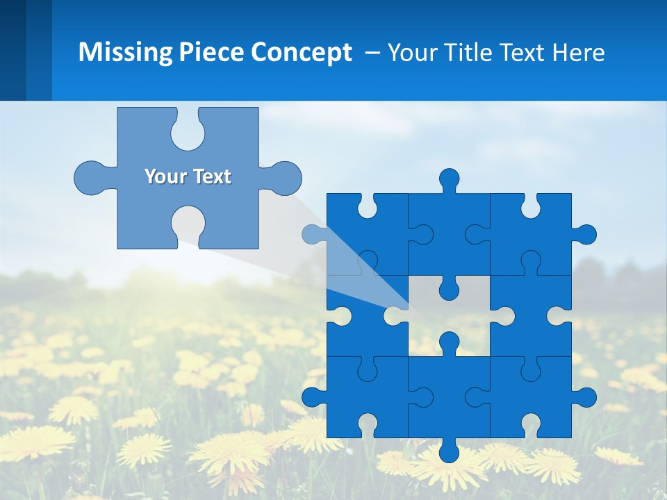 A Field Full Of Yellow Dandelions Under A Blue Sky PowerPoint Template