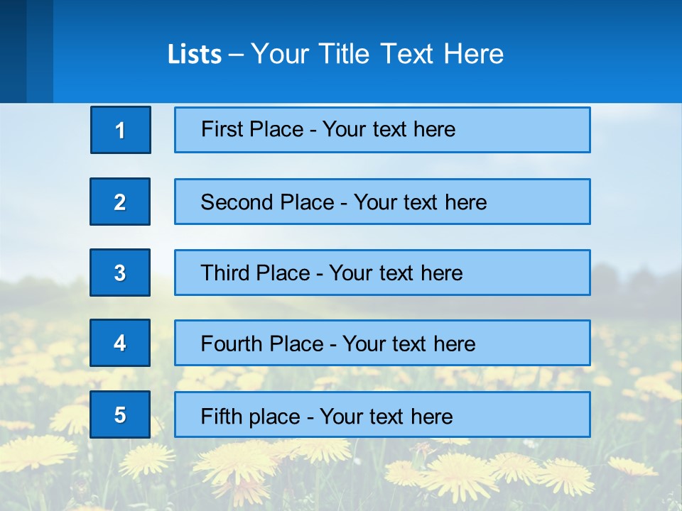 A Field Full Of Yellow Dandelions Under A Blue Sky PowerPoint Template