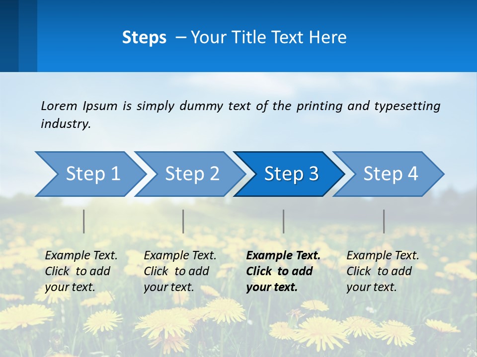 A Field Full Of Yellow Dandelions Under A Blue Sky PowerPoint Template