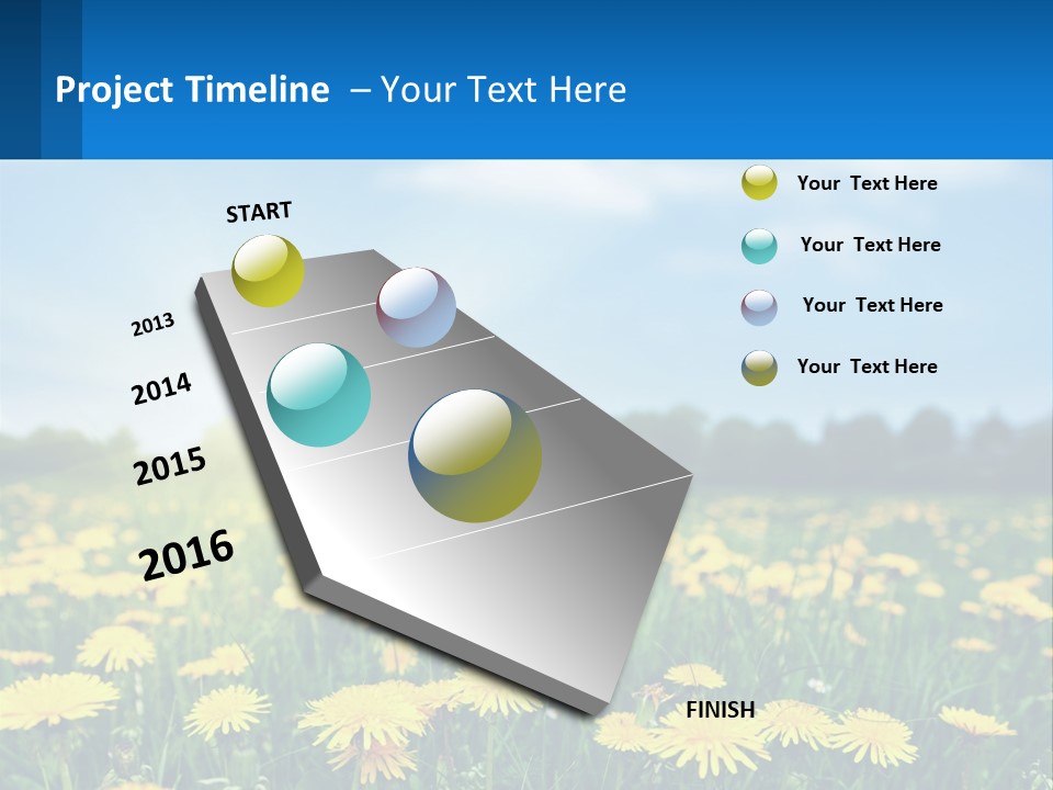 A Field Full Of Yellow Dandelions Under A Blue Sky PowerPoint Template
