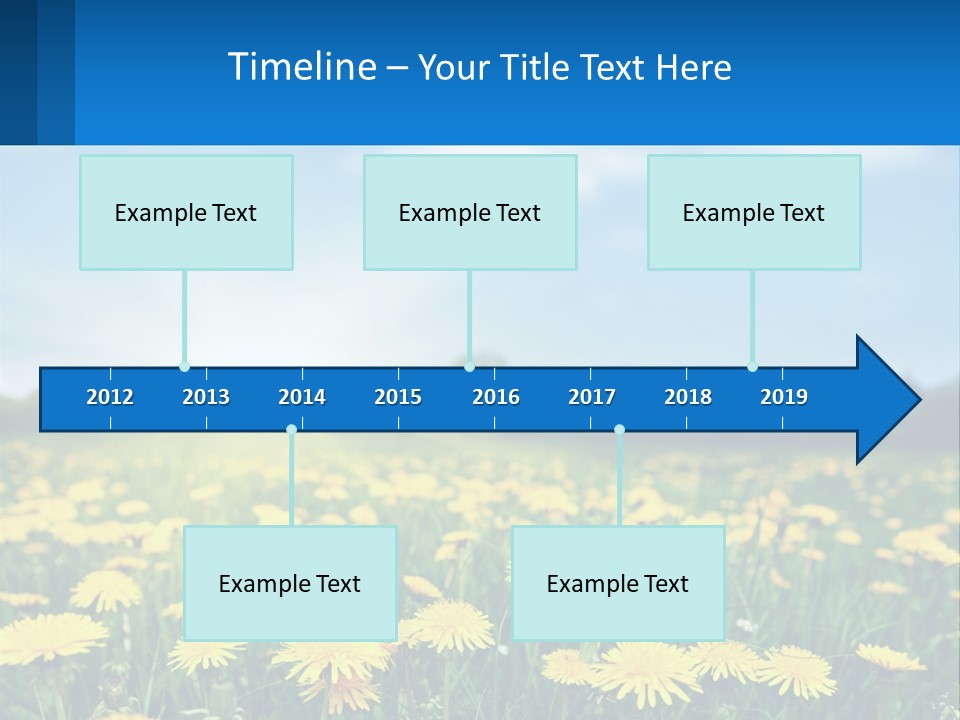 A Field Full Of Yellow Dandelions Under A Blue Sky PowerPoint Template
