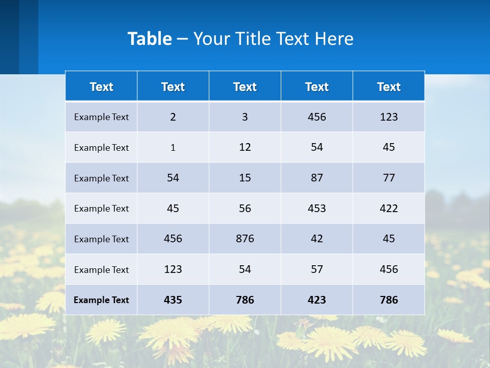 A Field Full Of Yellow Dandelions Under A Blue Sky PowerPoint Template