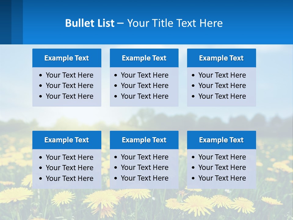 A Field Full Of Yellow Dandelions Under A Blue Sky PowerPoint Template