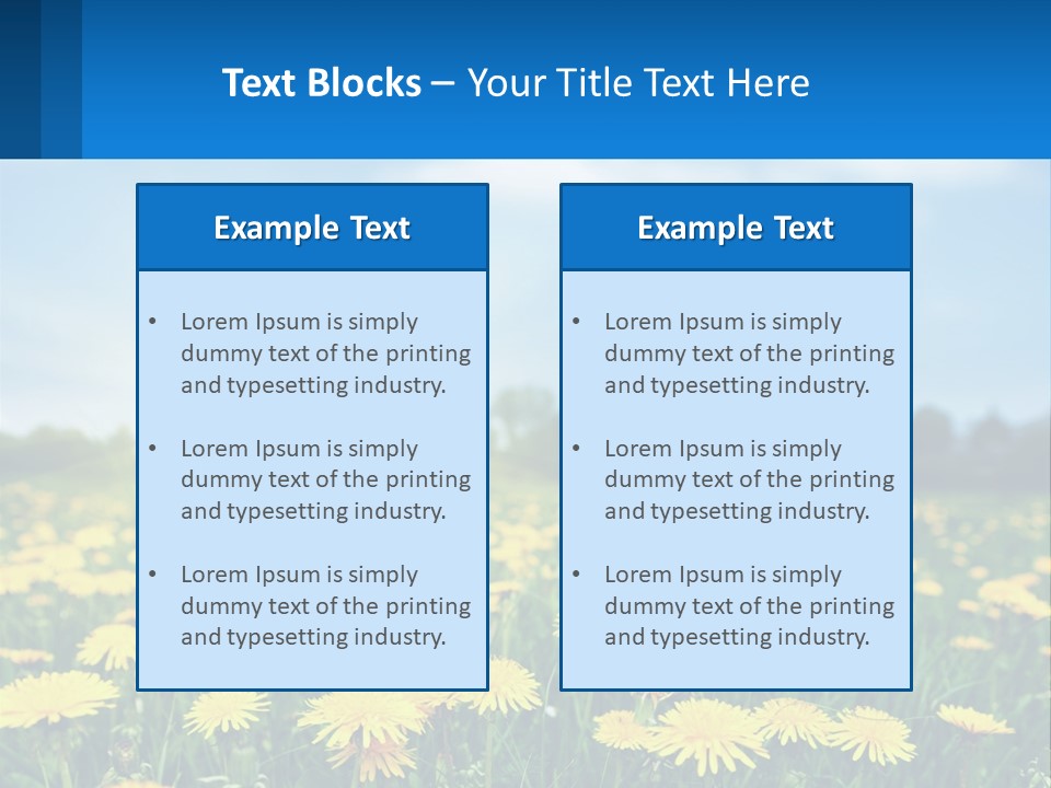 A Field Full Of Yellow Dandelions Under A Blue Sky PowerPoint Template
