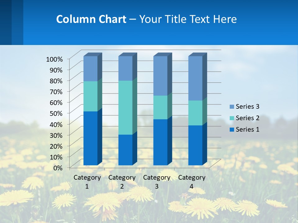 A Field Full Of Yellow Dandelions Under A Blue Sky PowerPoint Template