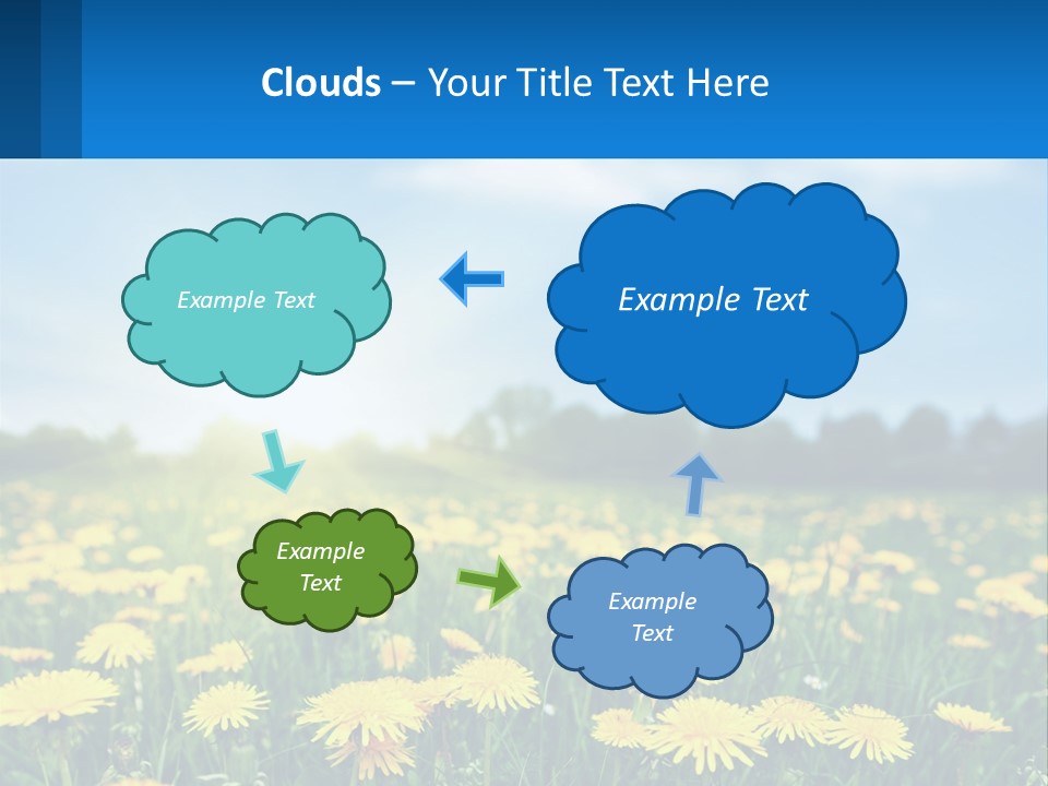 A Field Full Of Yellow Dandelions Under A Blue Sky PowerPoint Template