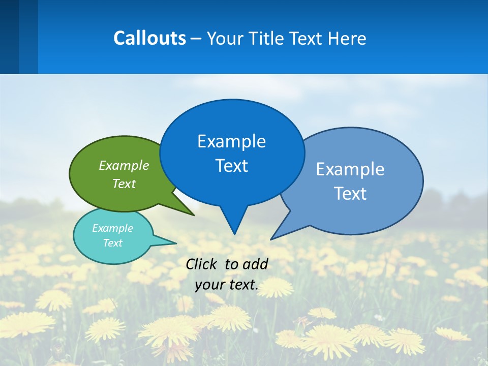 A Field Full Of Yellow Dandelions Under A Blue Sky PowerPoint Template
