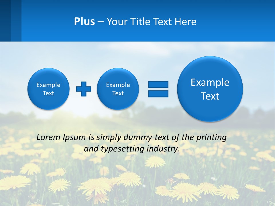 A Field Full Of Yellow Dandelions Under A Blue Sky PowerPoint Template