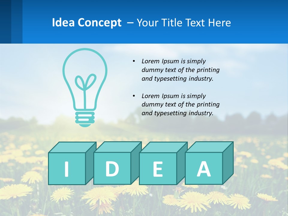 A Field Full Of Yellow Dandelions Under A Blue Sky PowerPoint Template