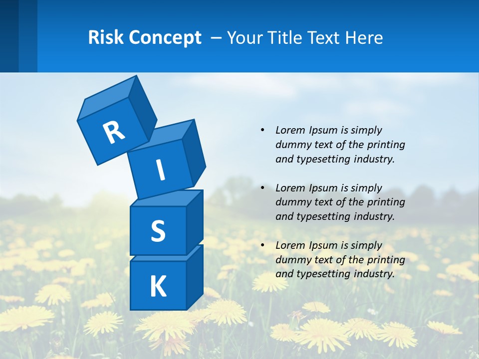 A Field Full Of Yellow Dandelions Under A Blue Sky PowerPoint Template