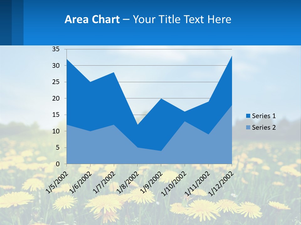 A Field Full Of Yellow Dandelions Under A Blue Sky PowerPoint Template