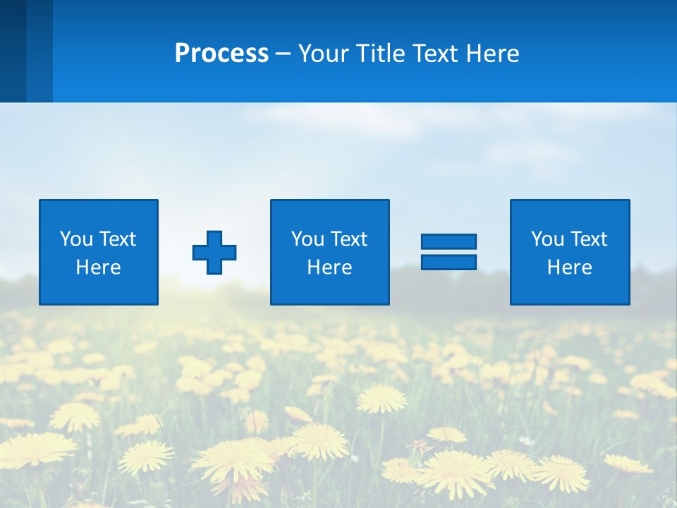 A Field Full Of Yellow Dandelions Under A Blue Sky PowerPoint Template