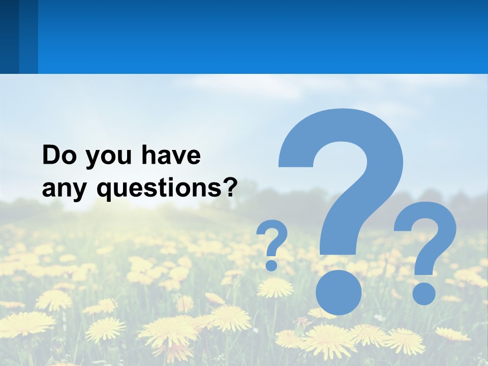A Field Full Of Yellow Dandelions Under A Blue Sky PowerPoint Template