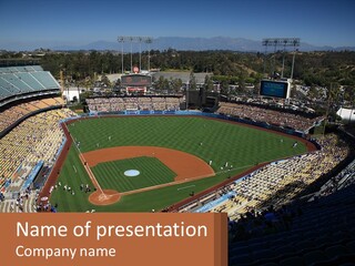 An Aerial View Of A Professional Baseball Stadium PowerPoint Template