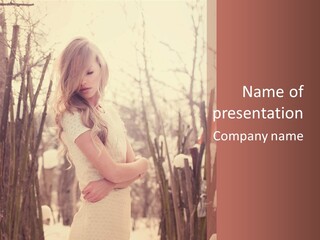 A Woman Standing In Front Of Some Trees PowerPoint Template