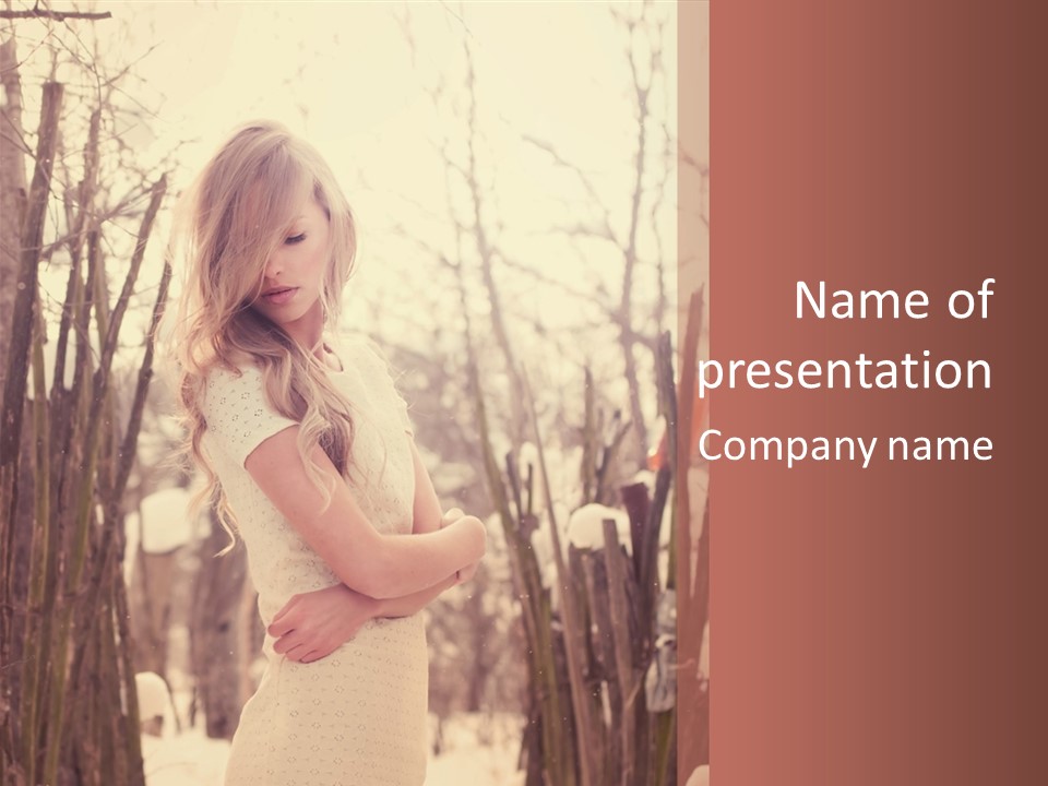 A Woman Standing In Front Of Some Trees PowerPoint Template