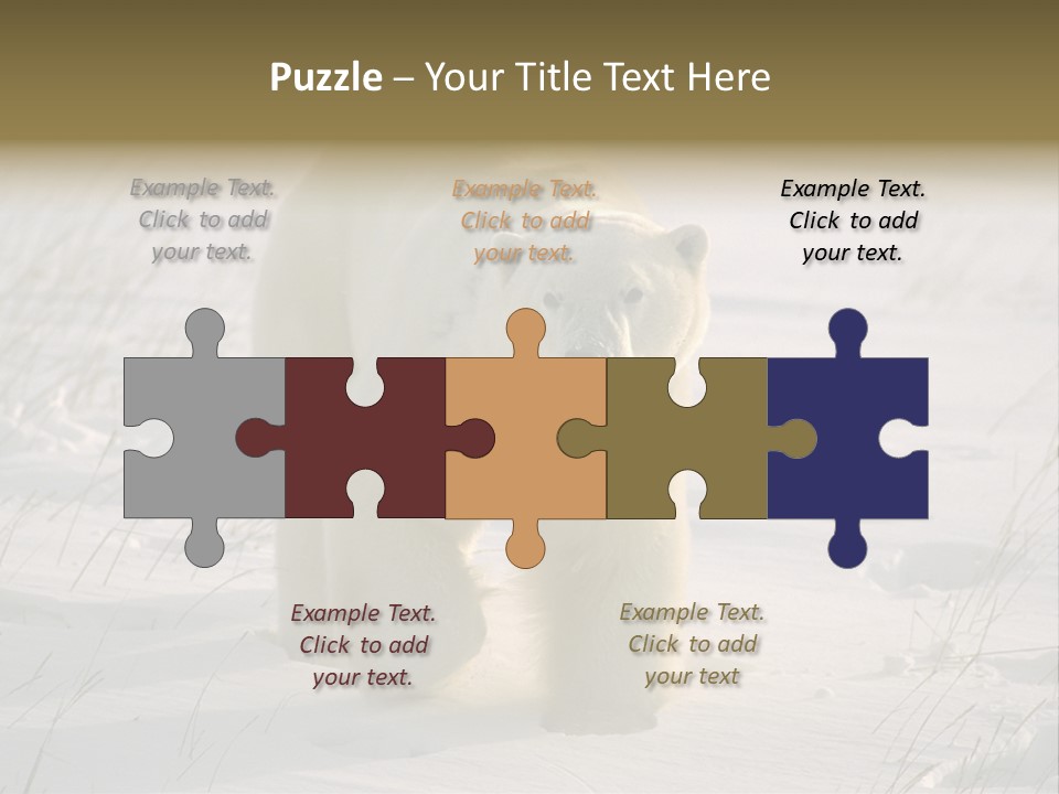 A Polar Bear Is Walking Through The Snow PowerPoint Template
