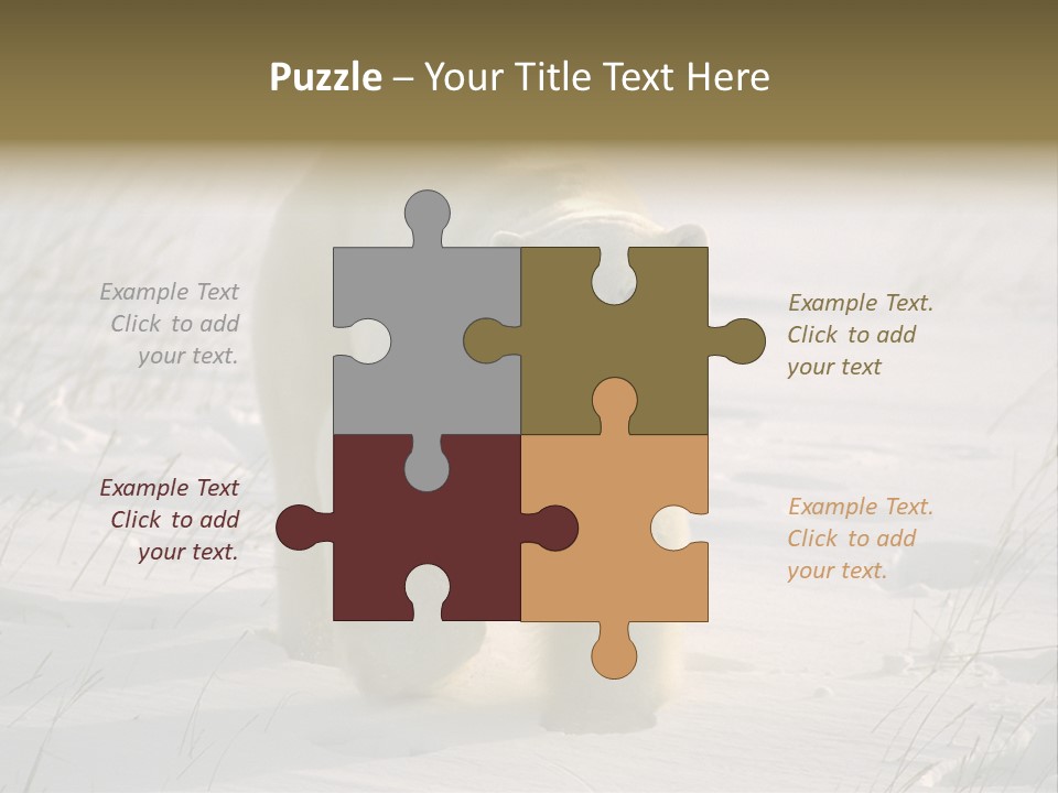 A Polar Bear Is Walking Through The Snow PowerPoint Template
