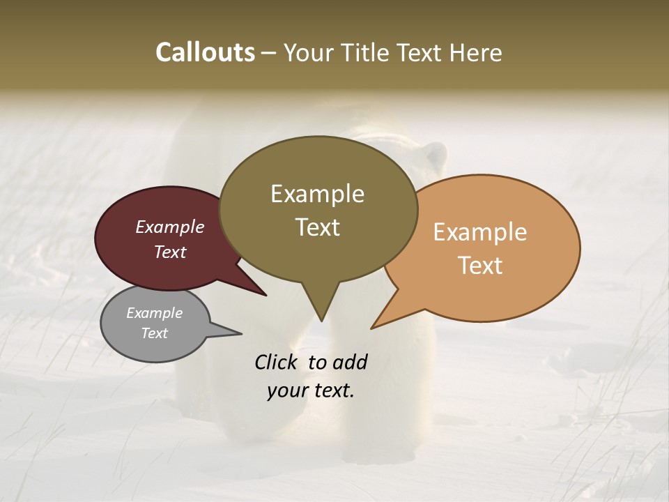 A Polar Bear Is Walking Through The Snow PowerPoint Template