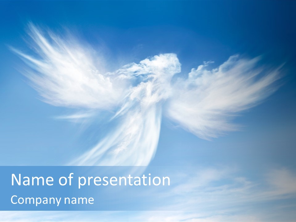 A Blue Sky With White Clouds And A White Angel PowerPoint Template