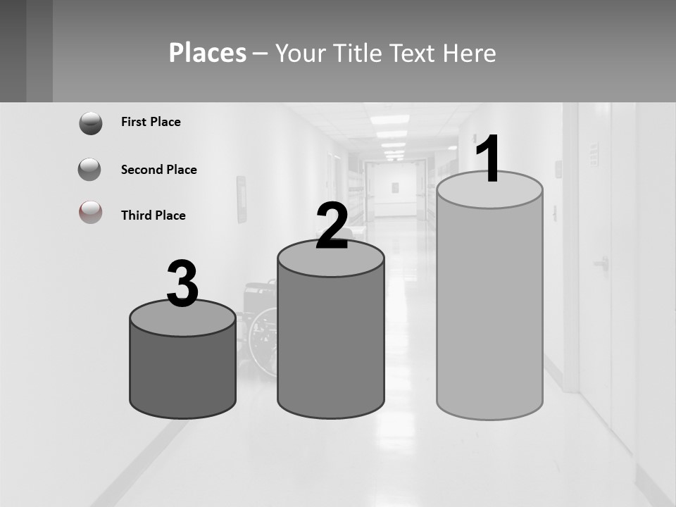 A Black And White Photo Of A Hospital Hallway PowerPoint Template