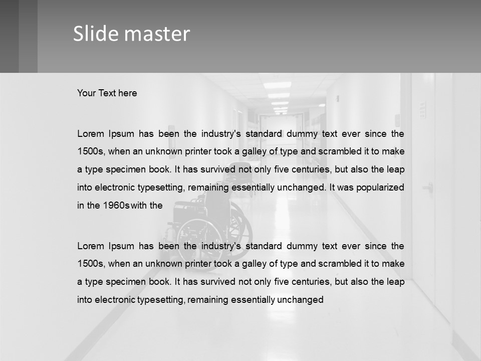 A Black And White Photo Of A Hospital Hallway PowerPoint Template