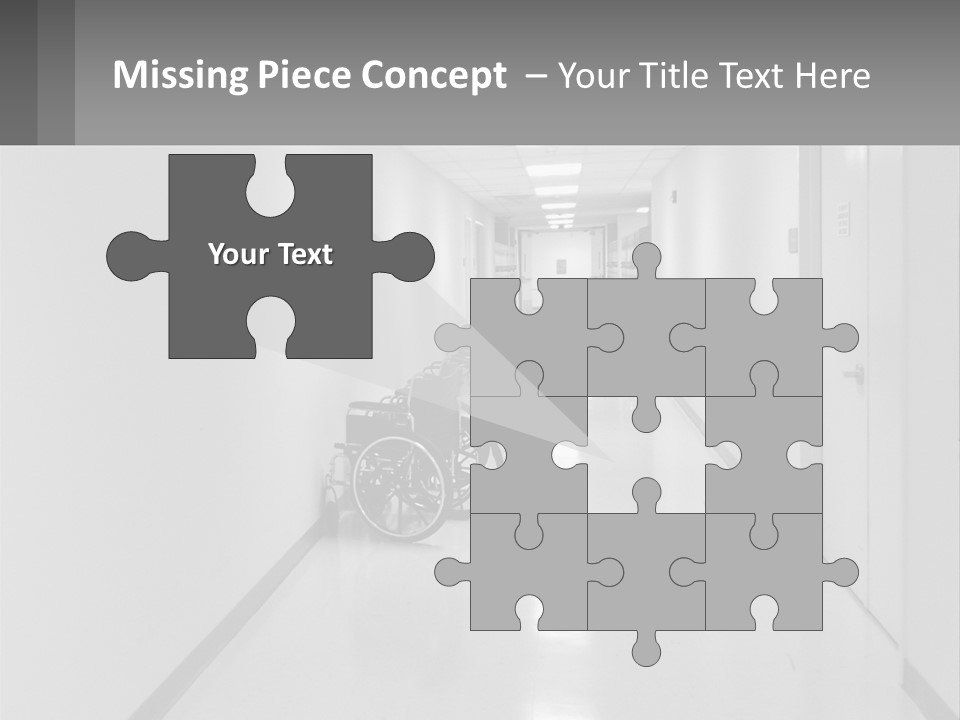 A Black And White Photo Of A Hospital Hallway PowerPoint Template