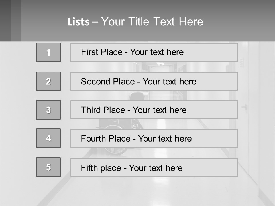A Black And White Photo Of A Hospital Hallway PowerPoint Template
