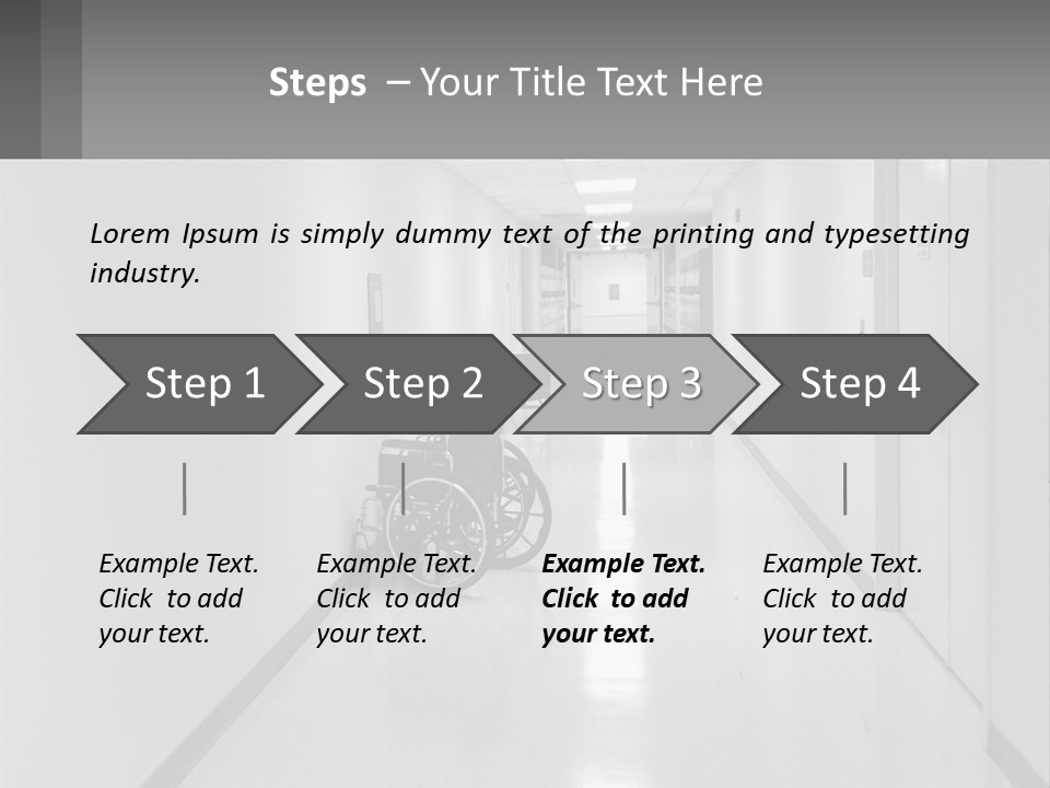 A Black And White Photo Of A Hospital Hallway PowerPoint Template