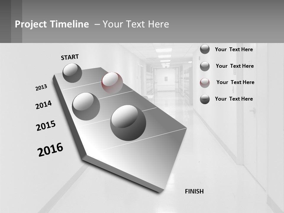A Black And White Photo Of A Hospital Hallway PowerPoint Template