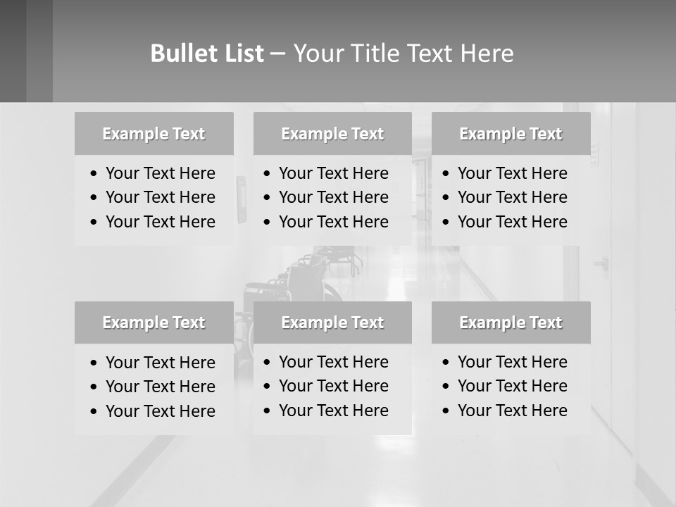 A Black And White Photo Of A Hospital Hallway PowerPoint Template