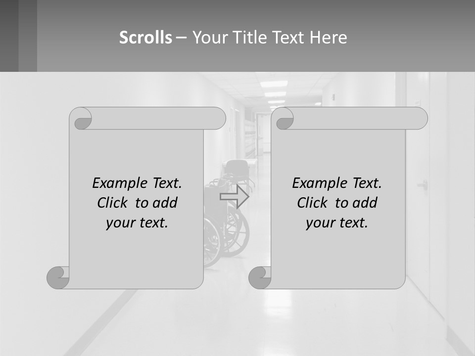 A Black And White Photo Of A Hospital Hallway PowerPoint Template