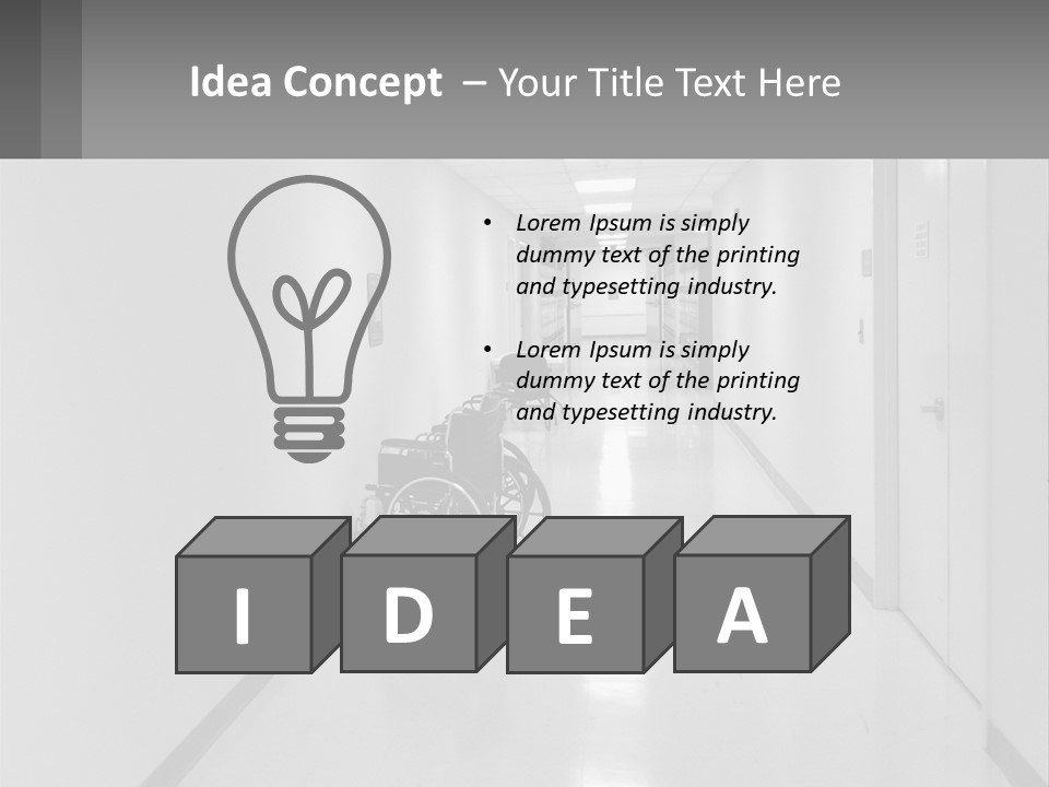 A Black And White Photo Of A Hospital Hallway PowerPoint Template