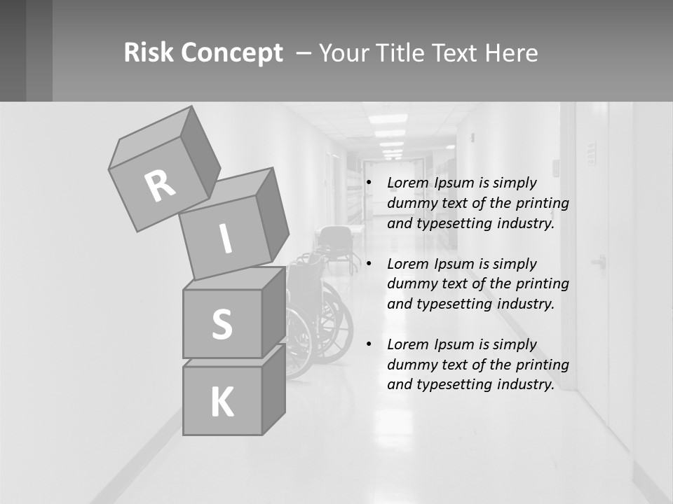 A Black And White Photo Of A Hospital Hallway PowerPoint Template