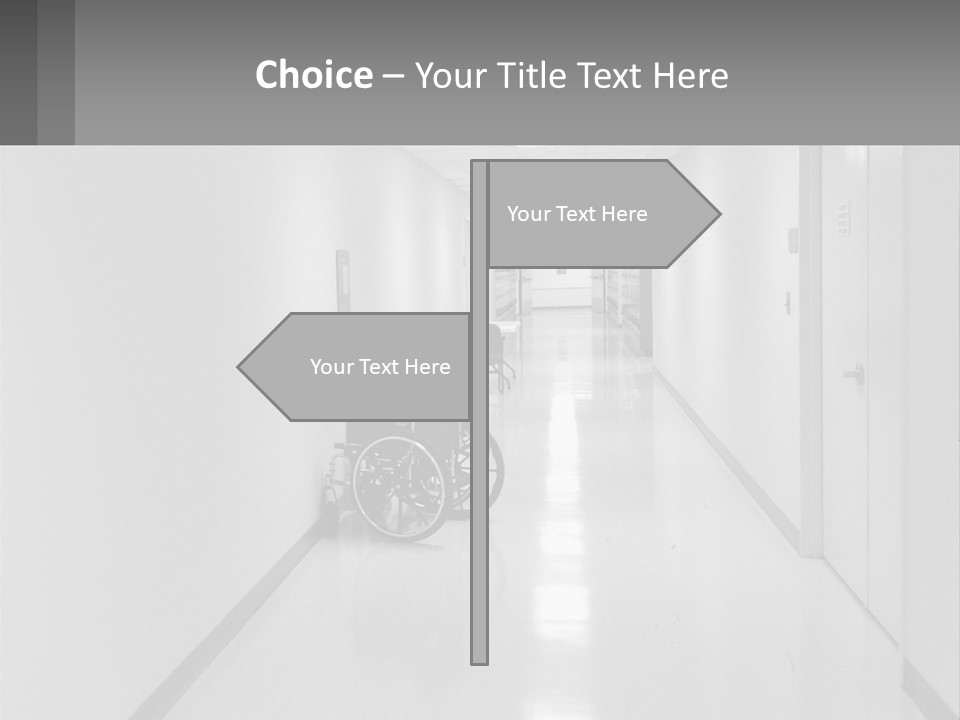 A Black And White Photo Of A Hospital Hallway PowerPoint Template