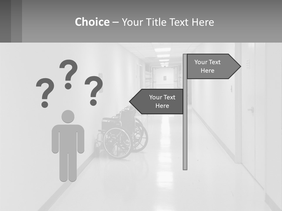 A Black And White Photo Of A Hospital Hallway PowerPoint Template