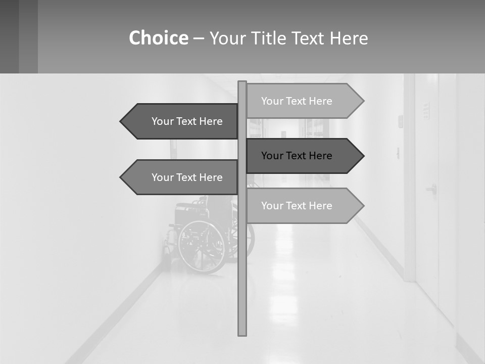 A Black And White Photo Of A Hospital Hallway PowerPoint Template