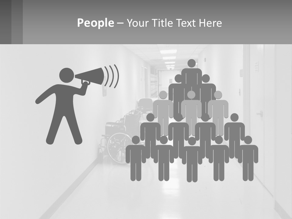 A Black And White Photo Of A Hospital Hallway PowerPoint Template