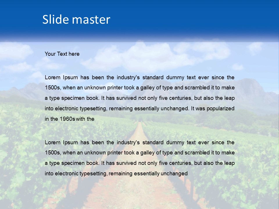 A Vineyard Field With Mountains In The Background PowerPoint Template