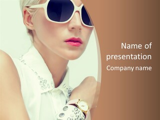 A Woman Wearing Sunglasses And A White Shirt PowerPoint Template
