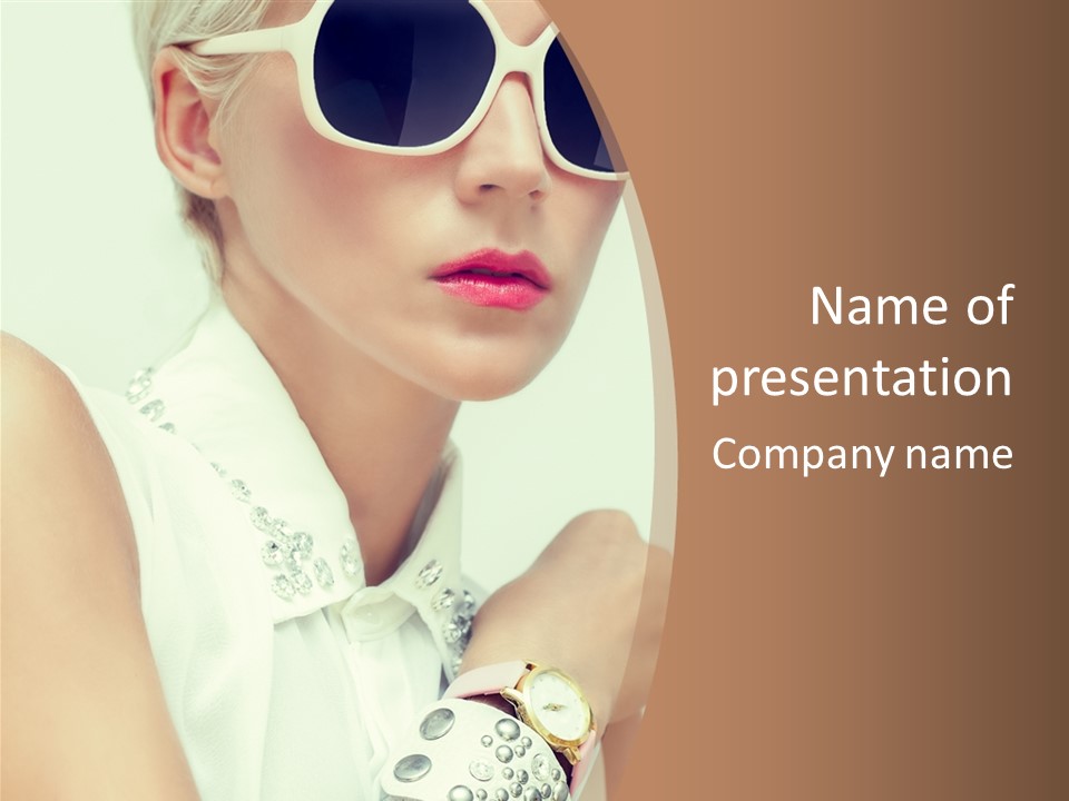 A Woman Wearing Sunglasses And A White Shirt PowerPoint Template