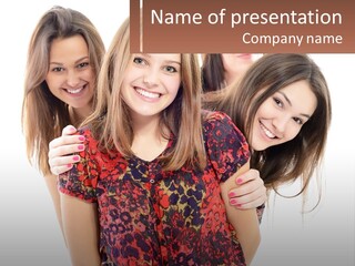 A Group Of Young Women Standing Next To Each Other PowerPoint Template